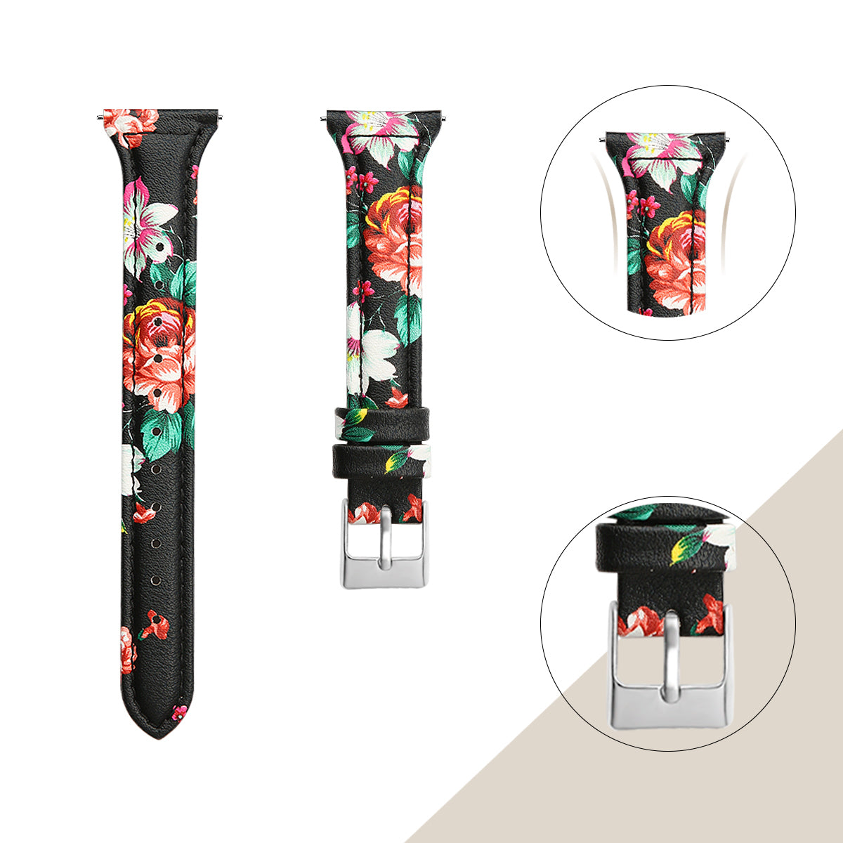 22mm Top Layer Cowhide Genuine Leather Smart Watch Strap Slim Watchband for Samsung Galaxy Watch3 45mm/Huawei Watch GT 2 Pro