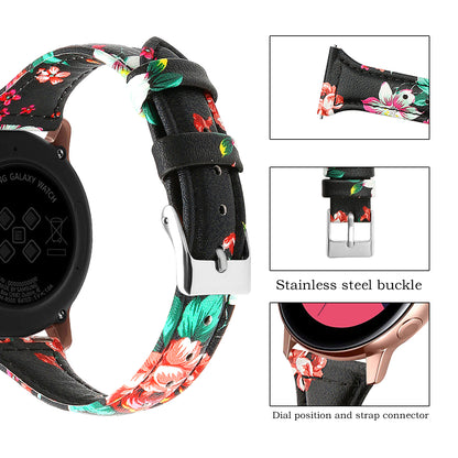 22mm Top Layer Cowhide Genuine Leather Smart Watch Strap Slim Watchband for Samsung Galaxy Watch3 45mm/Huawei Watch GT 2 Pro