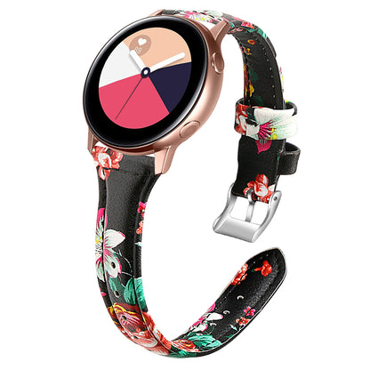 22mm Top Layer Cowhide Genuine Leather Smart Watch Strap Slim Watchband for Samsung Galaxy Watch3 45mm/Huawei Watch GT 2 Pro