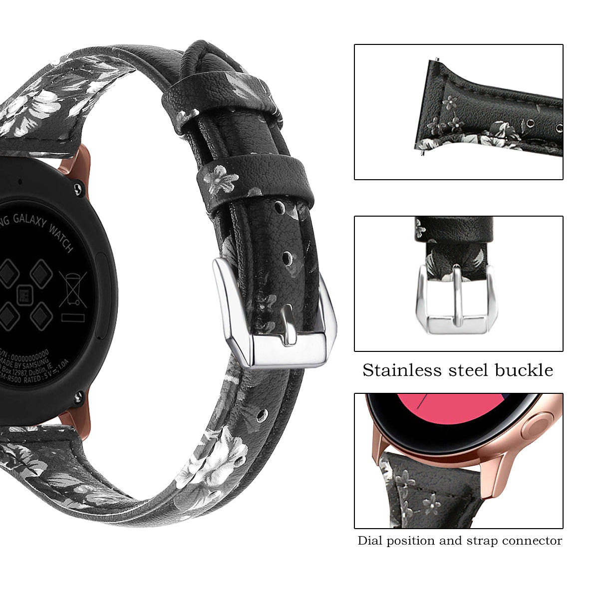 22mm Top Layer Cowhide Genuine Leather Smart Watch Strap Slim Watchband for Samsung Galaxy Watch3 45mm/Huawei Watch GT 2 Pro