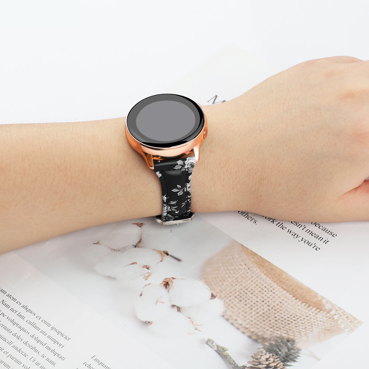 22mm Top Layer Cowhide Genuine Leather Smart Watch Strap Slim Watchband for Samsung Galaxy Watch3 45mm/Huawei Watch GT 2 Pro