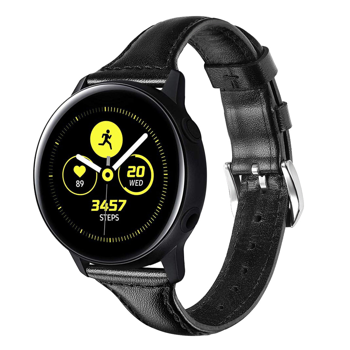 22mm Top Layer Cowhide Genuine Leather Smart Watch Strap Slim Watchband for Samsung Galaxy Watch3 45mm/Huawei Watch GT 2 Pro