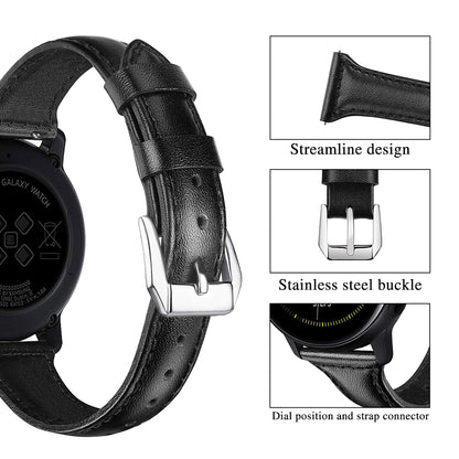 22mm Top Layer Cowhide Genuine Leather Smart Watch Strap Slim Watchband for Samsung Galaxy Watch3 45mm/Huawei Watch GT 2 Pro