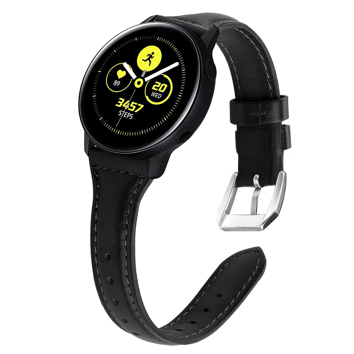 22mm Top Layer Cowhide Genuine Leather Smart Watch Strap Slim Watchband for Samsung Galaxy Watch3 45mm/Huawei Watch GT 2 Pro