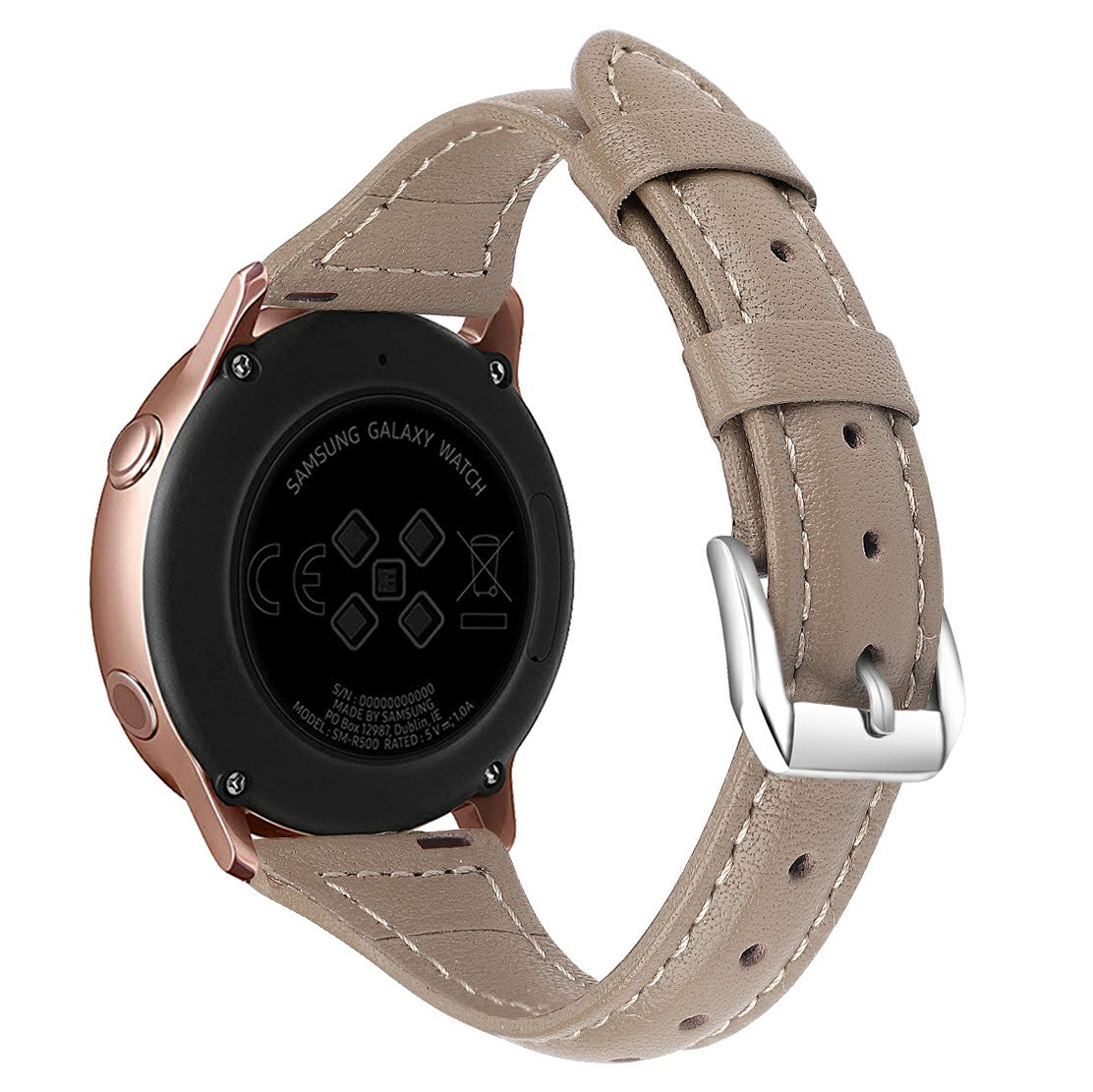 22mm Top Layer Cowhide Genuine Leather Smart Watch Strap Slim Watchband for Samsung Galaxy Watch3 45mm/Huawei Watch GT 2 Pro