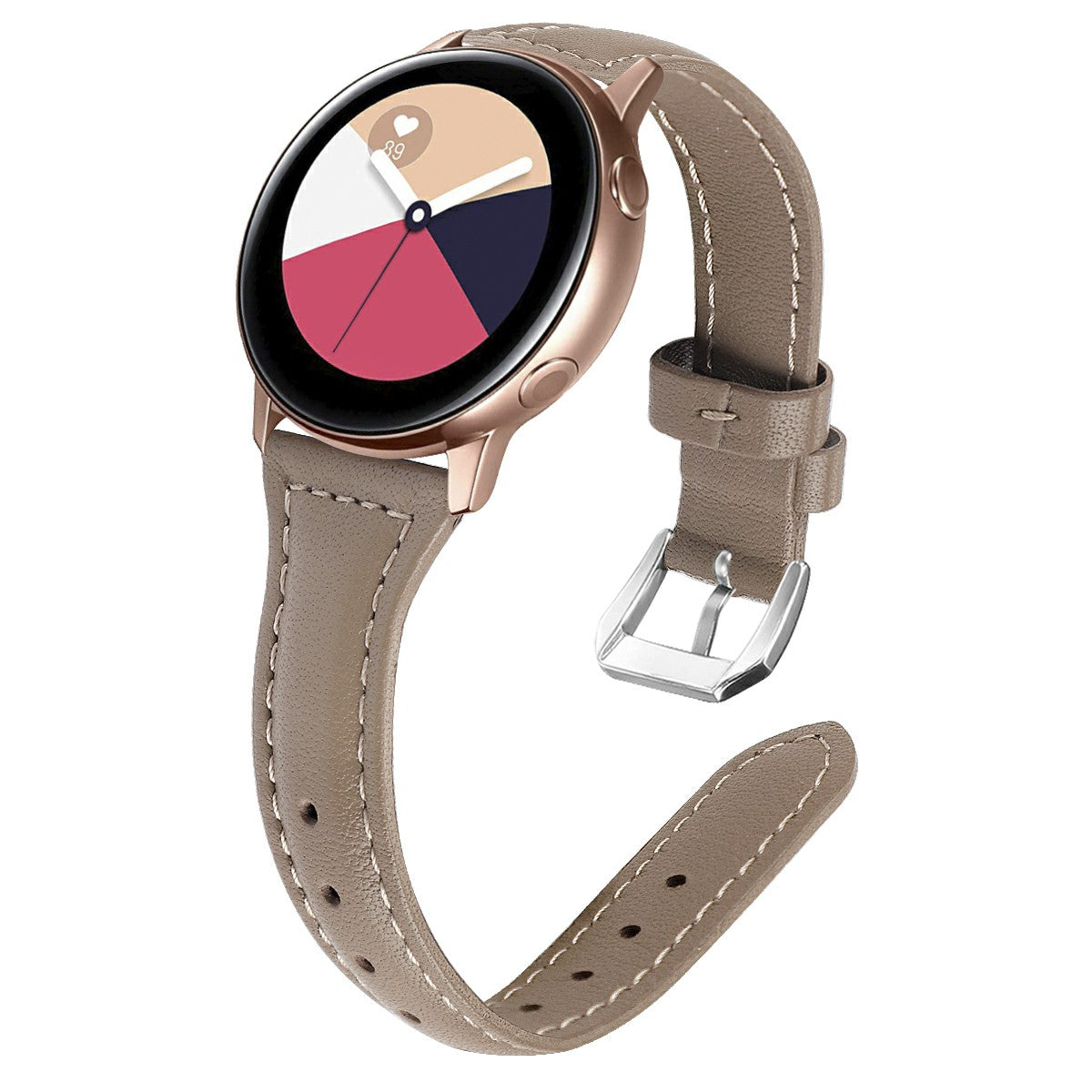22mm Top Layer Cowhide Genuine Leather Smart Watch Strap Slim Watchband for Samsung Galaxy Watch3 45mm/Huawei Watch GT 2 Pro