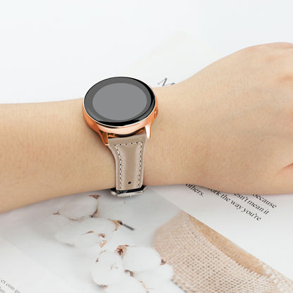 22mm Top Layer Cowhide Genuine Leather Smart Watch Strap Slim Watchband for Samsung Galaxy Watch3 45mm/Huawei Watch GT 2 Pro