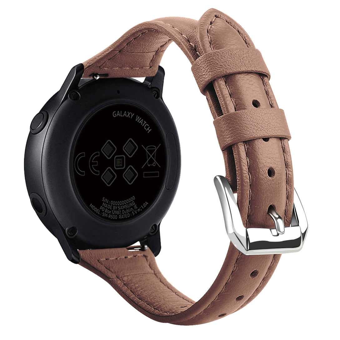 22mm Top Layer Cowhide Genuine Leather Smart Watch Strap Slim Watchband for Samsung Galaxy Watch3 45mm/Huawei Watch GT 2 Pro