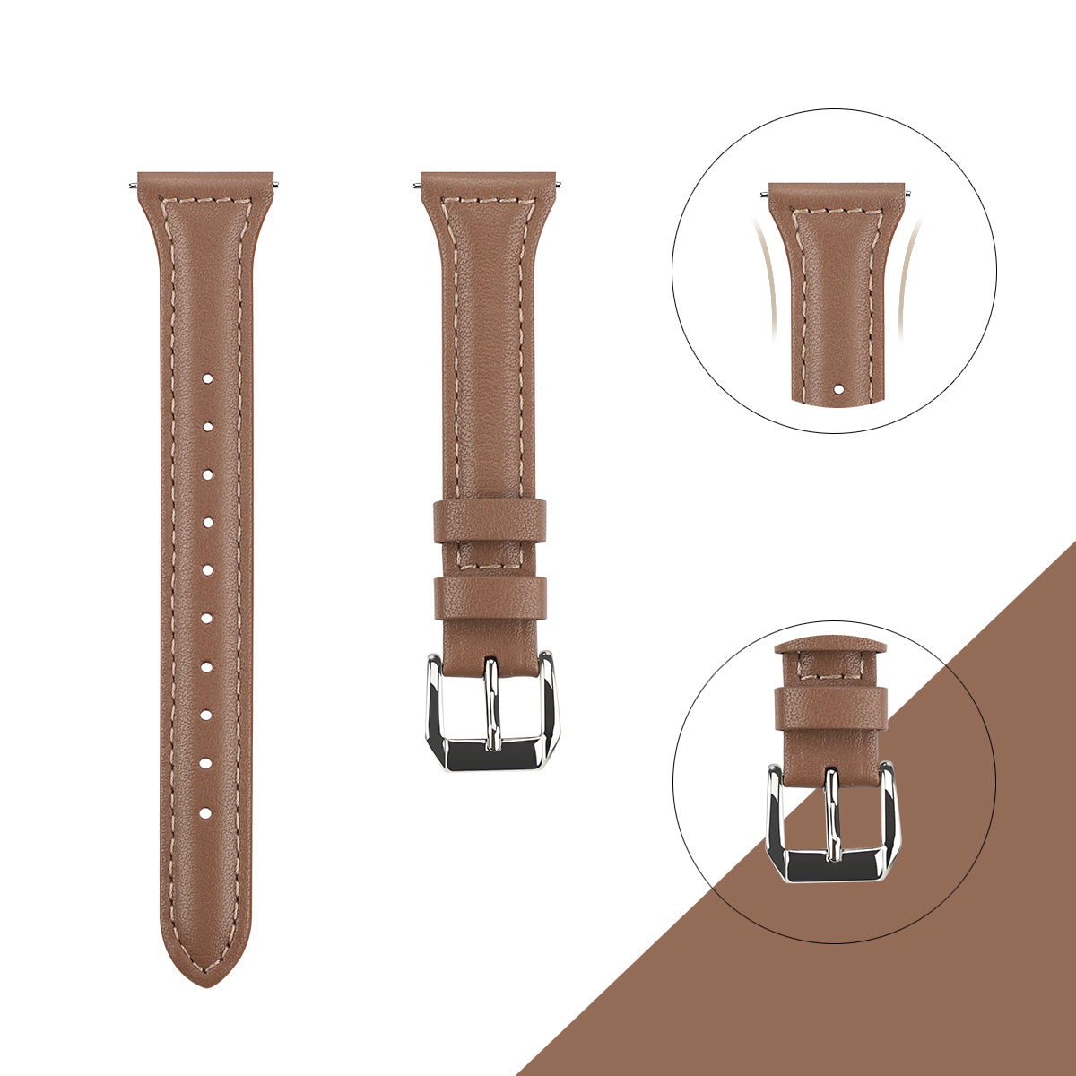 22mm Top Layer Cowhide Genuine Leather Smart Watch Strap Slim Watchband for Samsung Galaxy Watch3 45mm/Huawei Watch GT 2 Pro