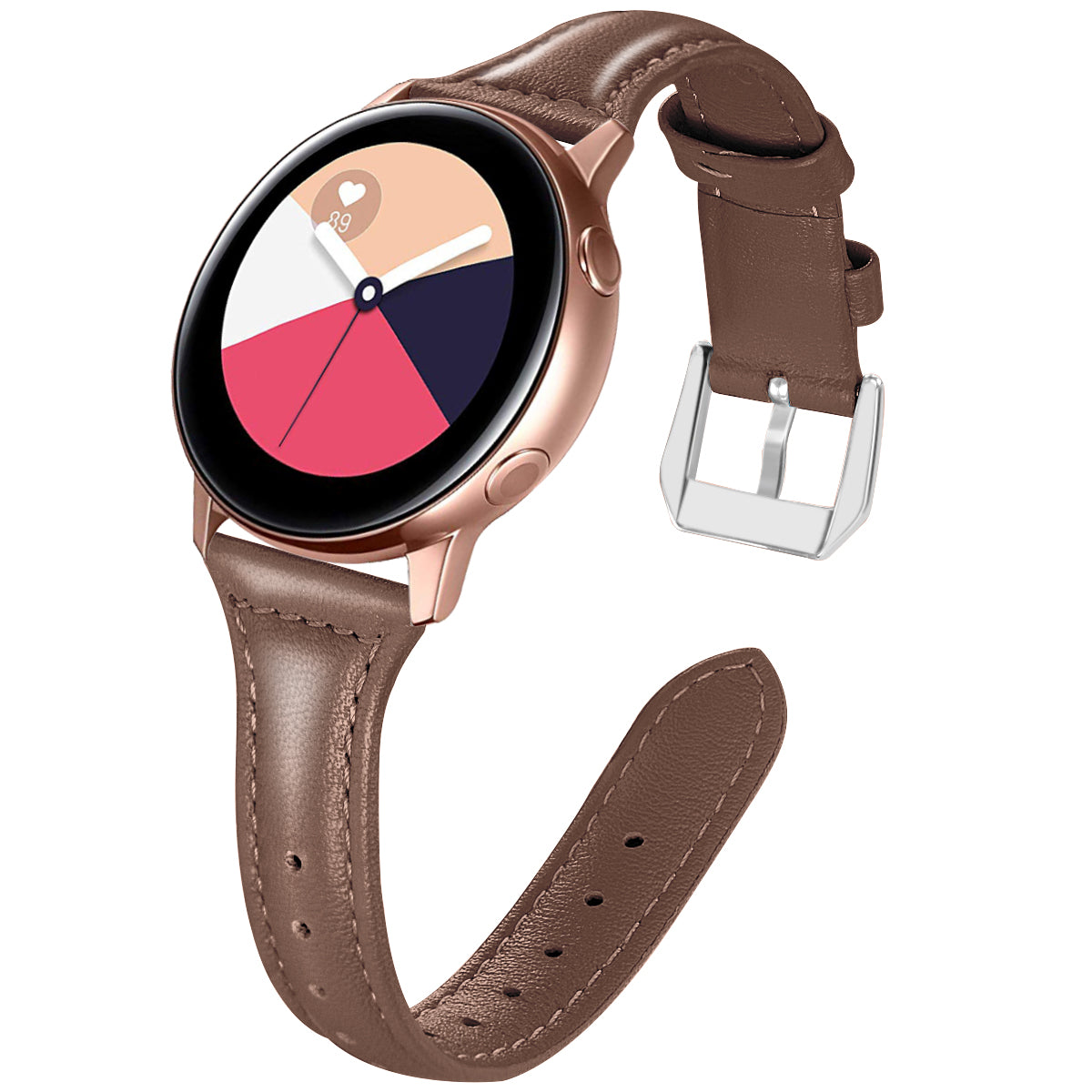 22mm Top Layer Cowhide Genuine Leather Smart Watch Strap Slim Watchband for Samsung Galaxy Watch3 45mm/Huawei Watch GT 2 Pro