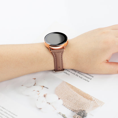 22mm Top Layer Cowhide Genuine Leather Smart Watch Strap Slim Watchband for Samsung Galaxy Watch3 45mm/Huawei Watch GT 2 Pro