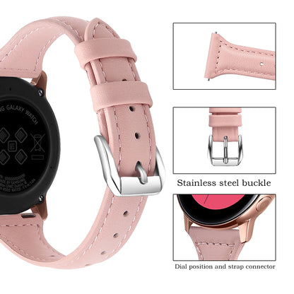 22mm Top Layer Cowhide Genuine Leather Smart Watch Strap Slim Watchband for Samsung Galaxy Watch3 45mm/Huawei Watch GT 2 Pro