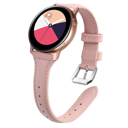 22mm Top Layer Cowhide Genuine Leather Smart Watch Strap Slim Watchband for Samsung Galaxy Watch3 45mm/Huawei Watch GT 2 Pro