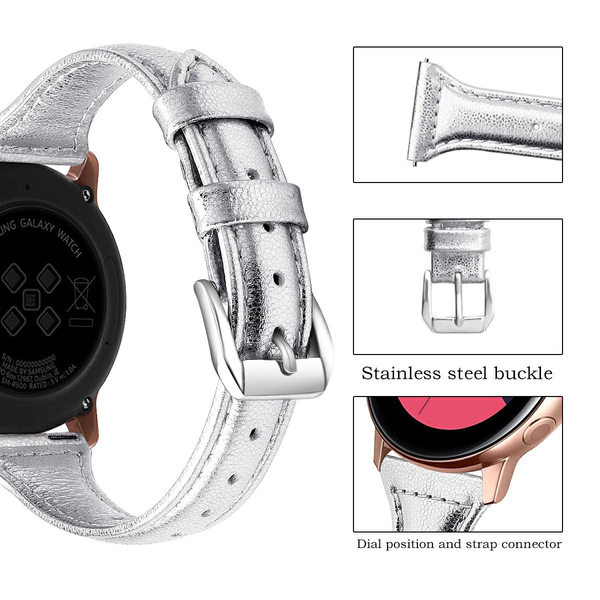 22mm Top Layer Cowhide Genuine Leather Smart Watch Strap Slim Watchband for Samsung Galaxy Watch3 45mm/Huawei Watch GT 2 Pro