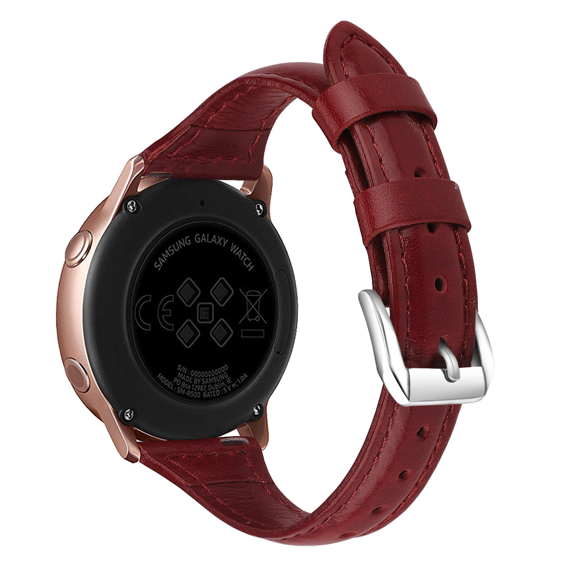 22mm Top Layer Cowhide Genuine Leather Smart Watch Strap Slim Watchband for Samsung Galaxy Watch3 45mm/Huawei Watch GT 2 Pro