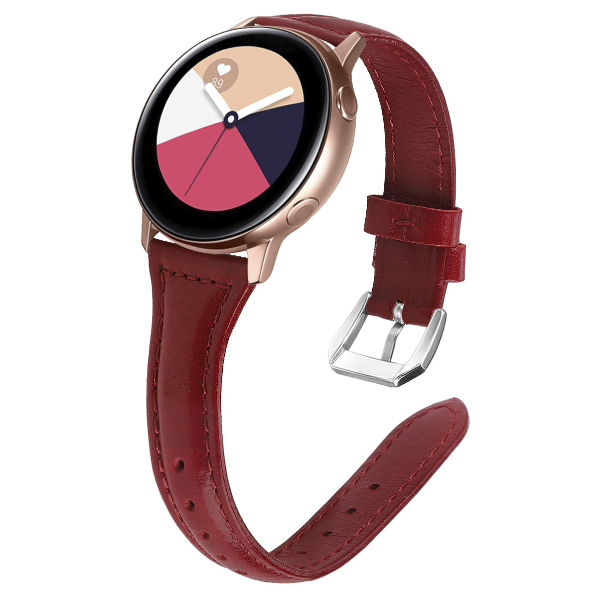 22mm Top Layer Cowhide Genuine Leather Smart Watch Strap Slim Watchband for Samsung Galaxy Watch3 45mm/Huawei Watch GT 2 Pro