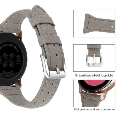 22mm Top Layer Cowhide Genuine Leather Smart Watch Strap Slim Watchband for Samsung Galaxy Watch3 45mm/Huawei Watch GT 2 Pro