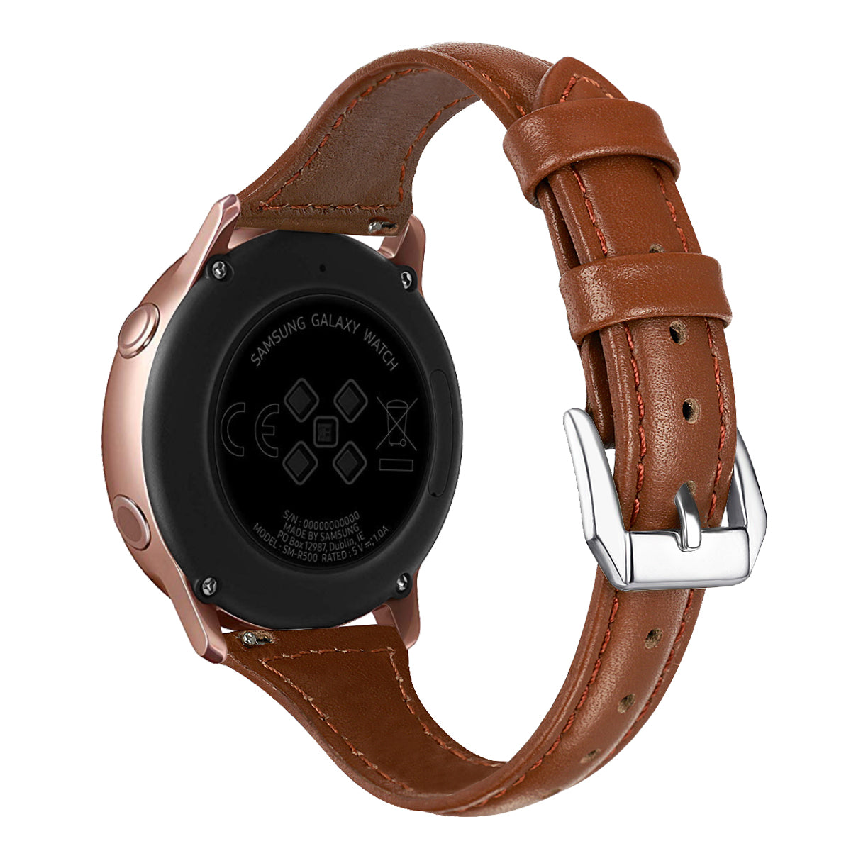 22mm Top Layer Cowhide Genuine Leather Smart Watch Strap Slim Watchband for Samsung Galaxy Watch3 45mm/Huawei Watch GT 2 Pro