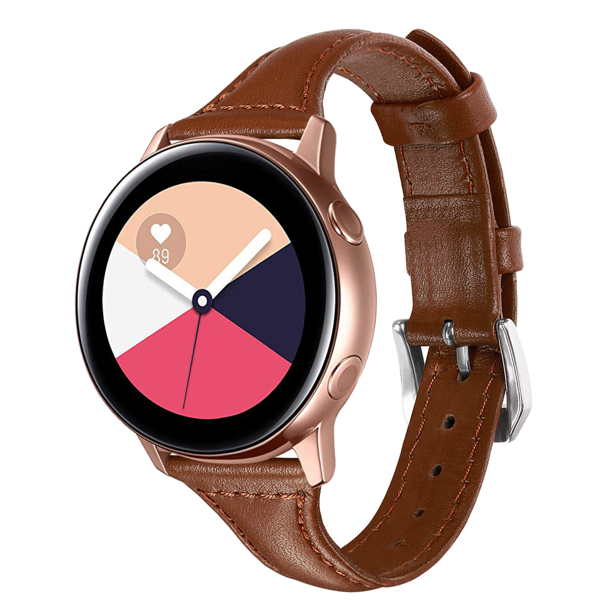 22mm Top Layer Cowhide Genuine Leather Smart Watch Strap Slim Watchband for Samsung Galaxy Watch3 45mm/Huawei Watch GT 2 Pro