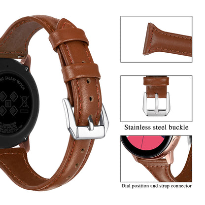 22mm Top Layer Cowhide Genuine Leather Smart Watch Strap Slim Watchband for Samsung Galaxy Watch3 45mm/Huawei Watch GT 2 Pro