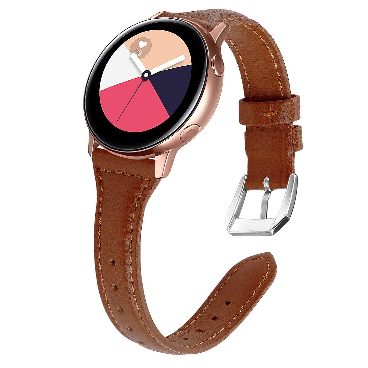 22mm Top Layer Cowhide Genuine Leather Smart Watch Strap Slim Watchband for Samsung Galaxy Watch3 45mm/Huawei Watch GT 2 Pro