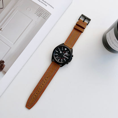 20mm Genuine Leather Smart Watch Replacement Strap for Samsung Galaxy Watch 4 / 4 Classic / Amazfit GTS 3
