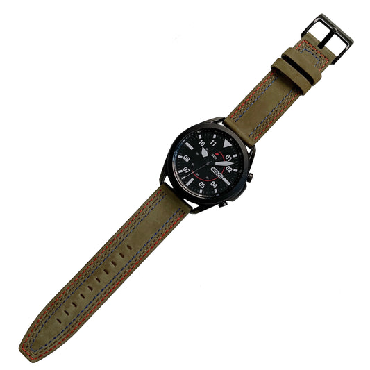20mm Genuine Leather Smart Watch Replacement Strap for Samsung Galaxy Watch 4 / 4 Classic / Amazfit GTS 3