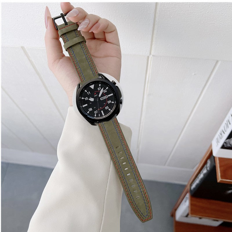 20mm Genuine Leather Smart Watch Replacement Strap for Samsung Galaxy Watch 4 / 4 Classic / Amazfit GTS 3
