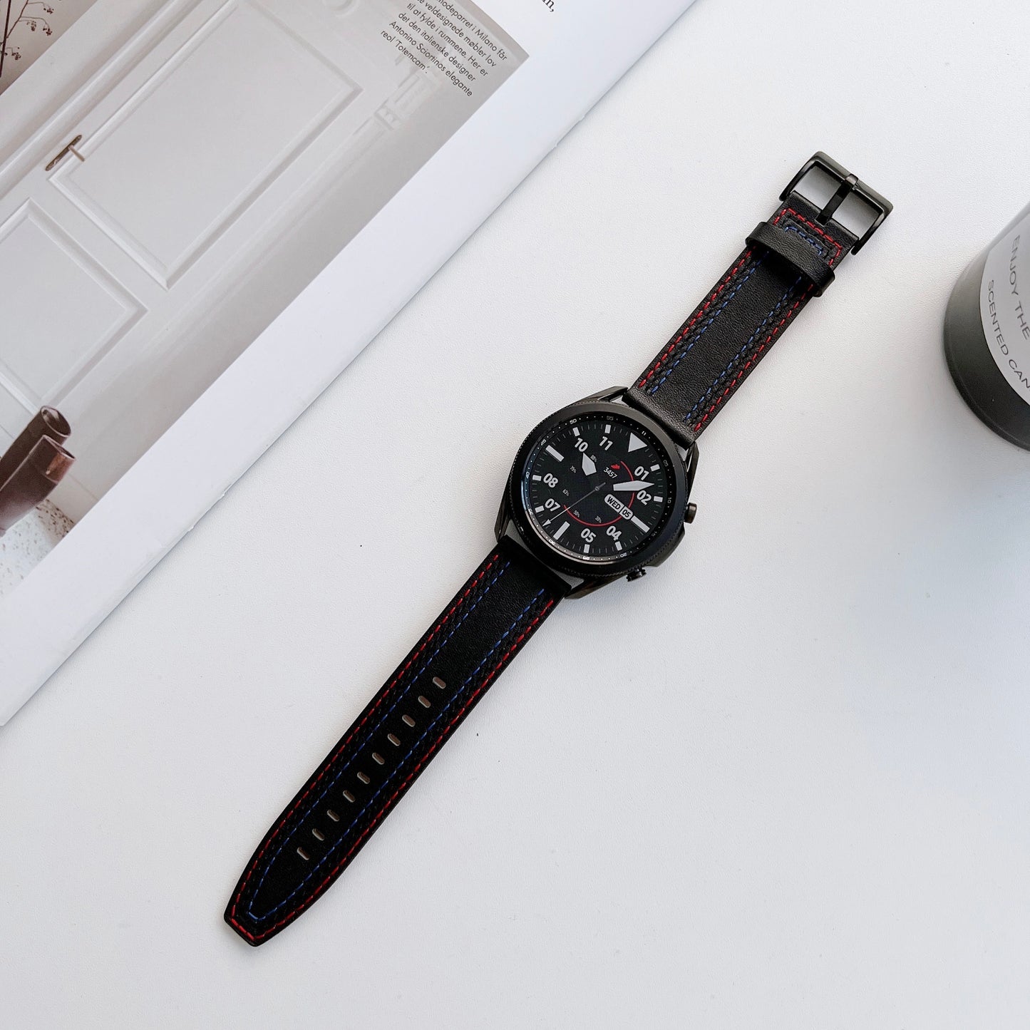 20mm Genuine Leather Smart Watch Replacement Strap for Samsung Galaxy Watch 4 / 4 Classic / Amazfit GTS 3