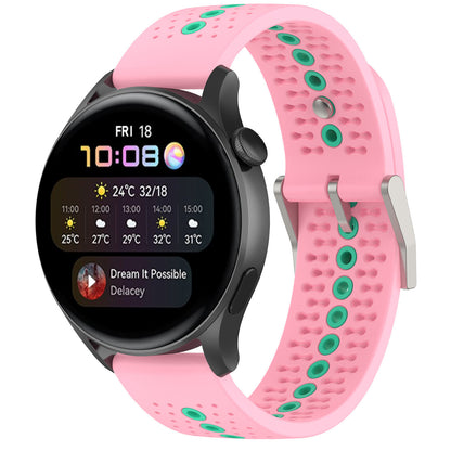 20mm Bi-color Silicone Watch Strap Wristband for Huawei Watch GT3 42mm/Samsung Galaxy Watch 42mm