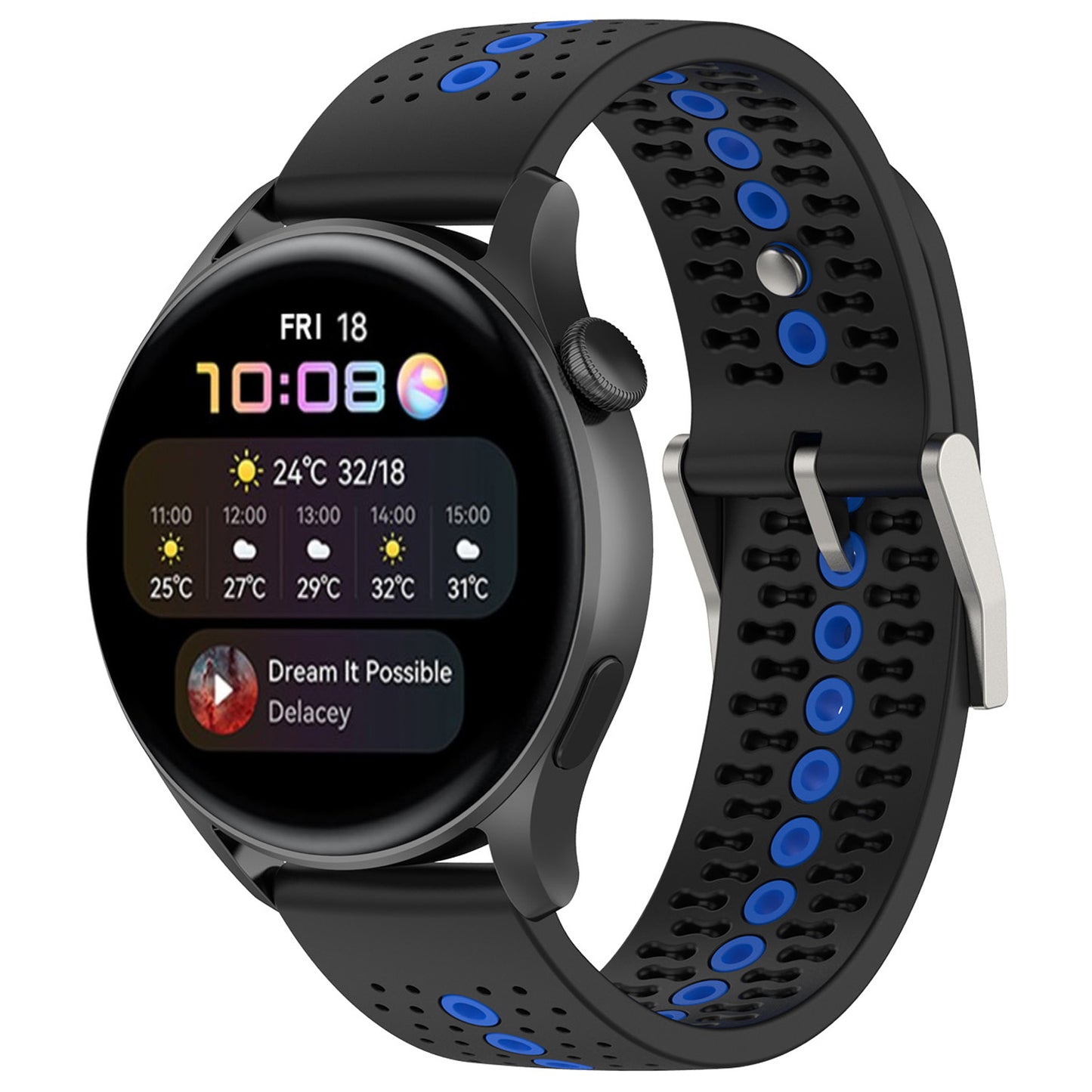 20mm Bi-color Silicone Watch Strap Wristband for Huawei Watch GT3 42mm/Samsung Galaxy Watch 42mm