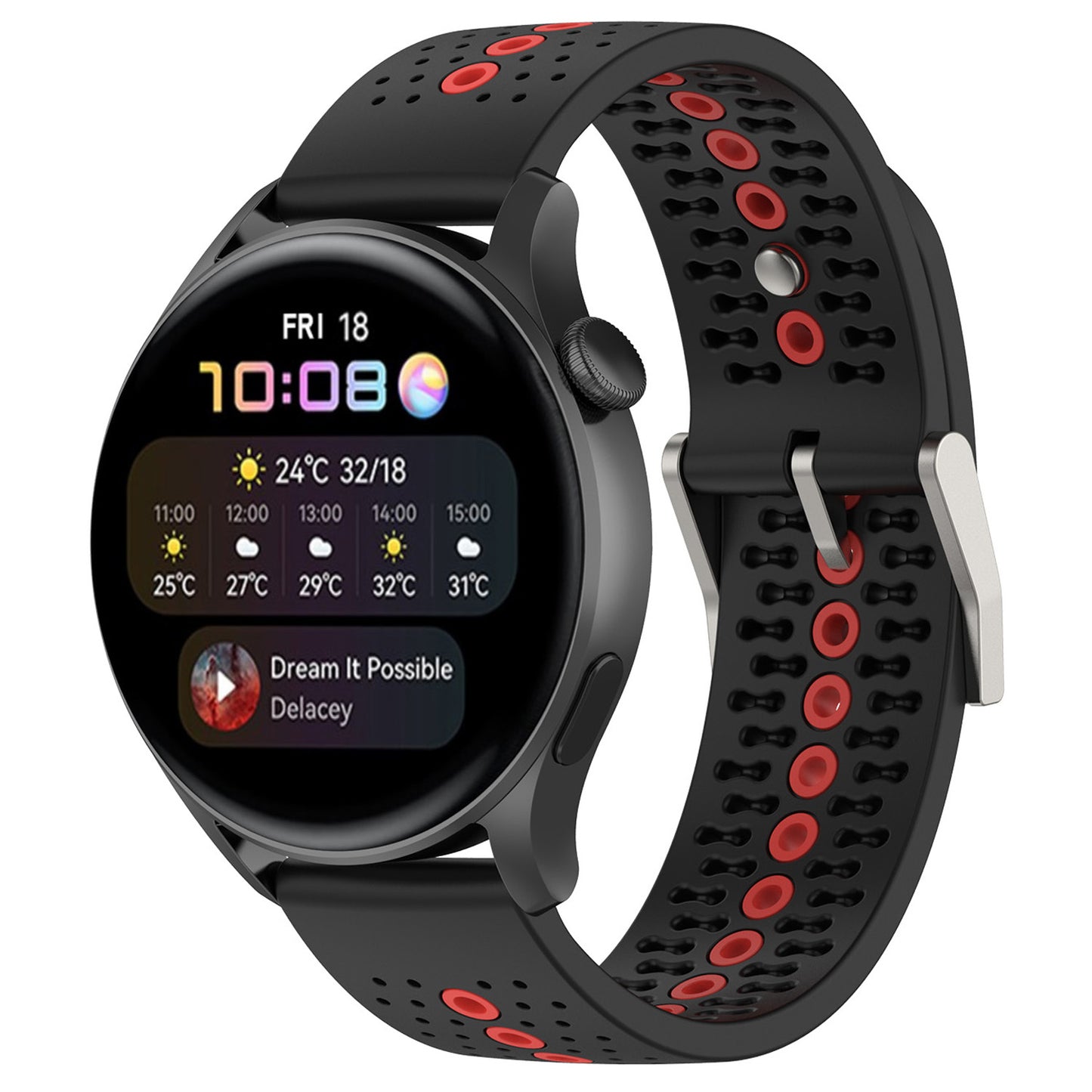 20mm Bi-color Silicone Watch Strap Wristband for Huawei Watch GT3 42mm/Samsung Galaxy Watch 42mm
