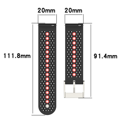 20mm Bi-color Silicone Watch Strap Wristband for Huawei Watch GT3 42mm/Samsung Galaxy Watch 42mm