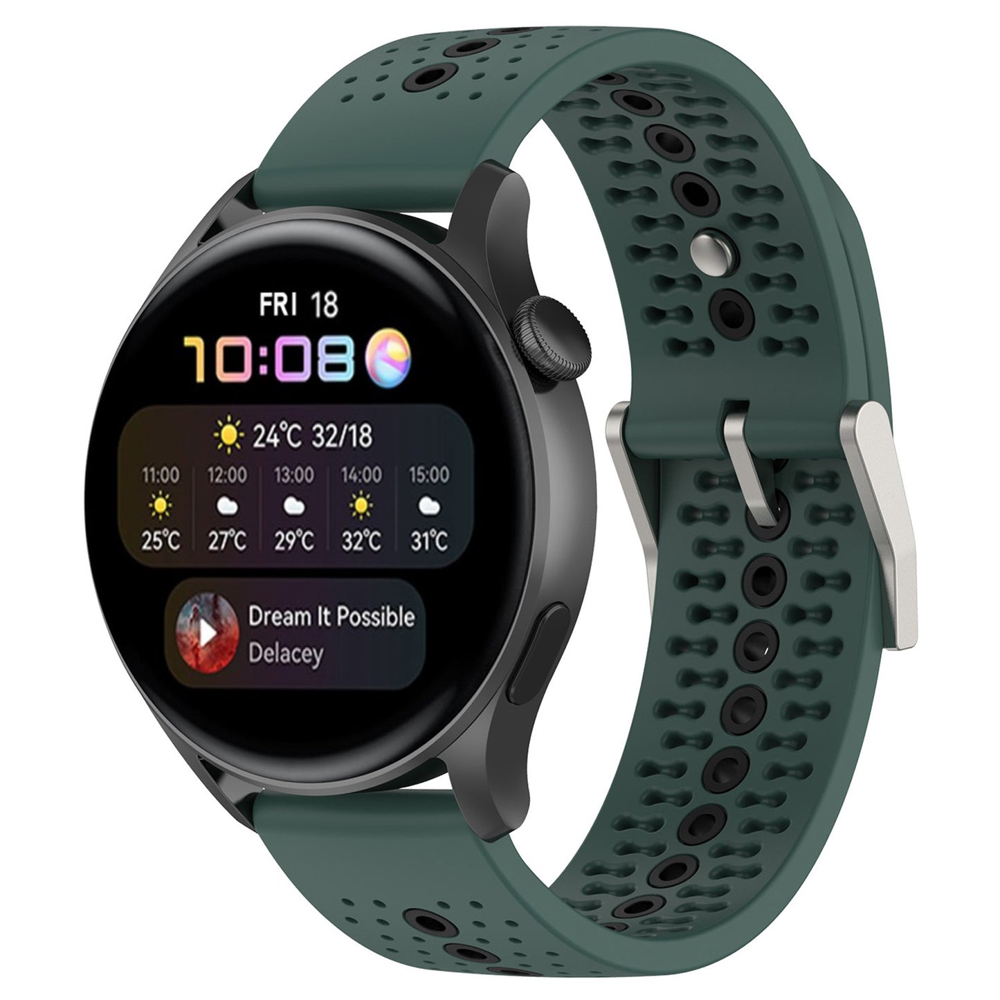 20mm Bi-color Silicone Watch Strap Wristband for Huawei Watch GT3 42mm/Samsung Galaxy Watch 42mm