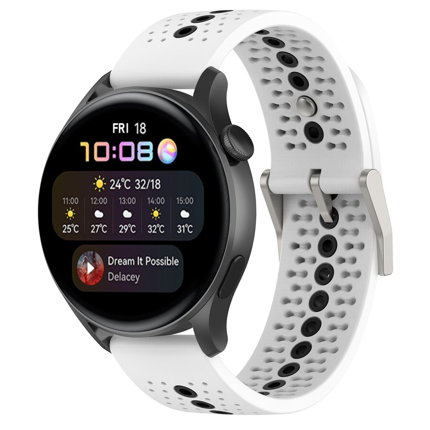 20mm Bi-color Silicone Watch Strap Wristband for Huawei Watch GT3 42mm/Samsung Galaxy Watch 42mm