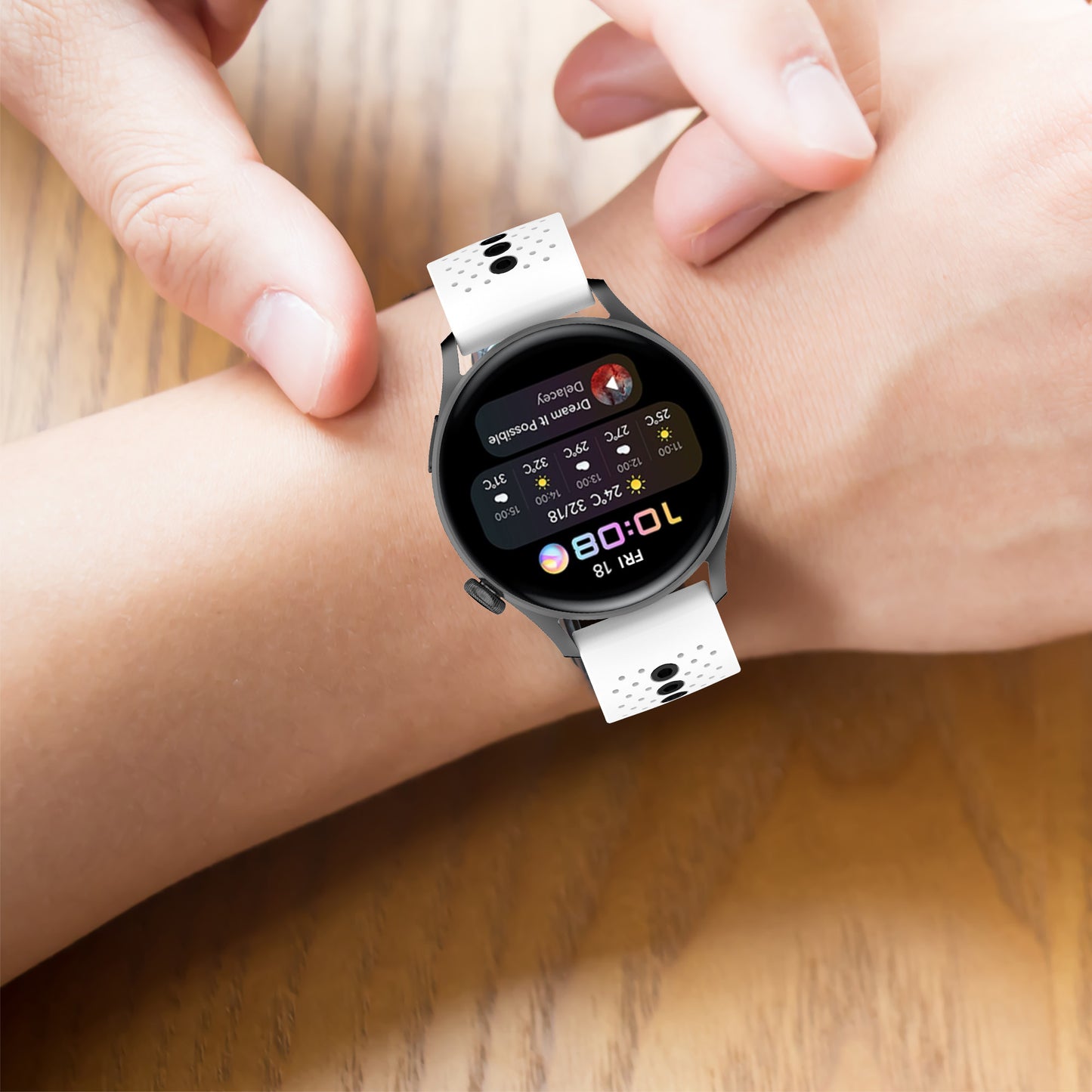 20mm Bi-color Silicone Watch Strap Wristband for Huawei Watch GT3 42mm/Samsung Galaxy Watch 42mm
