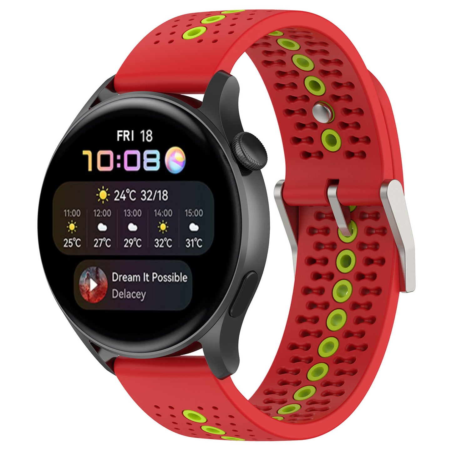 20mm Bi-color Silicone Watch Strap Wristband for Huawei Watch GT3 42mm/Samsung Galaxy Watch 42mm