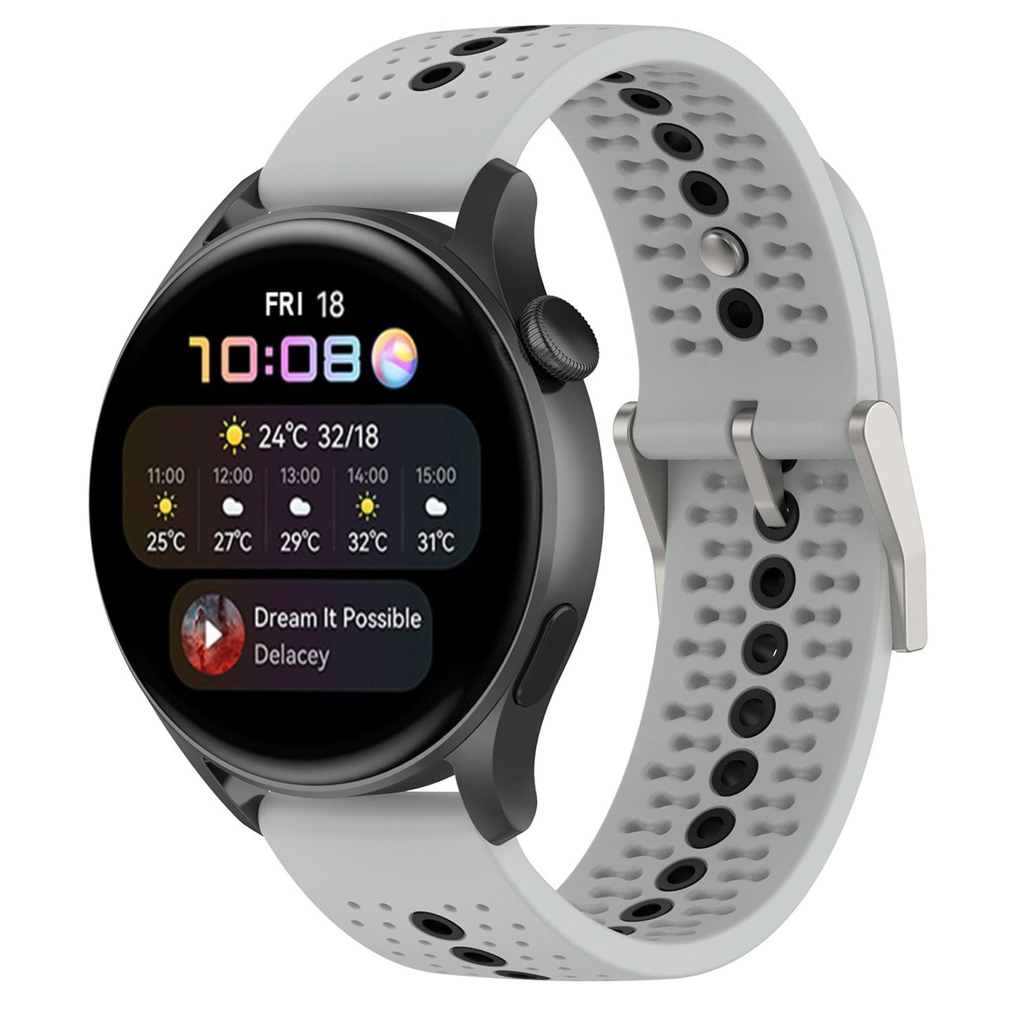 20mm Bi-color Silicone Watch Strap Wristband for Huawei Watch GT3 42mm/Samsung Galaxy Watch 42mm