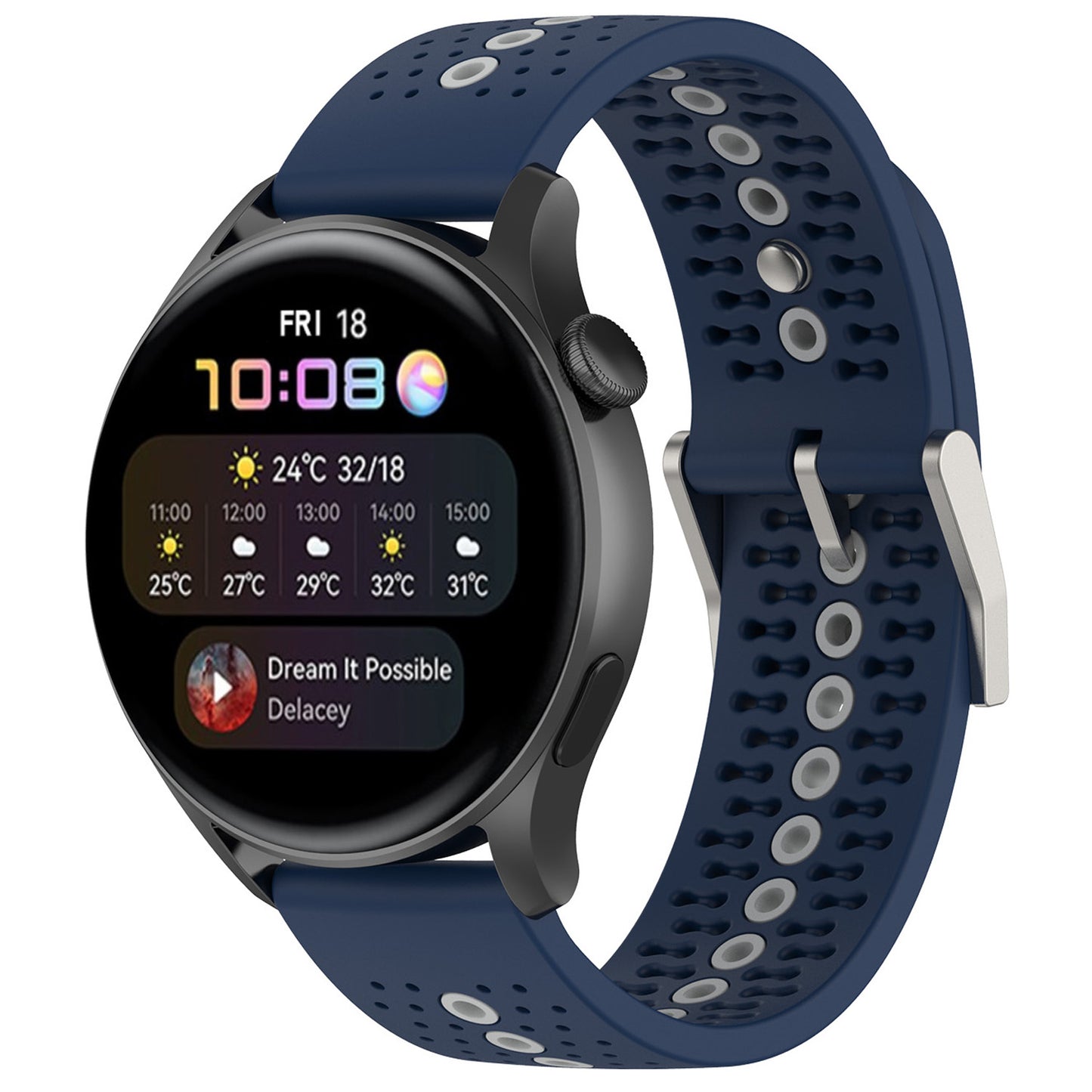 20mm Bi-color Silicone Watch Strap Wristband for Huawei Watch GT3 42mm/Samsung Galaxy Watch 42mm