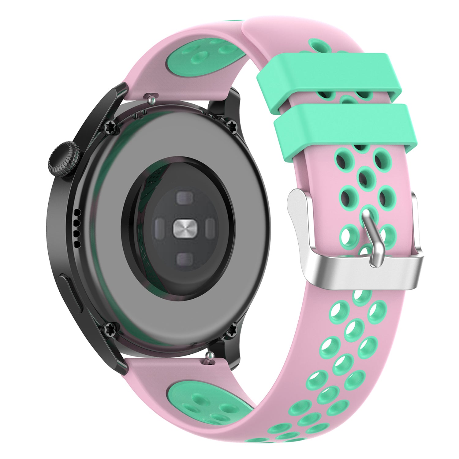 22mm Breathable Dual Color Silicone Watch Strap Wristband with Multiple Holes Design for Huawei Watch GT3 46mm/Samsung Gear S3 Frontier/Classic