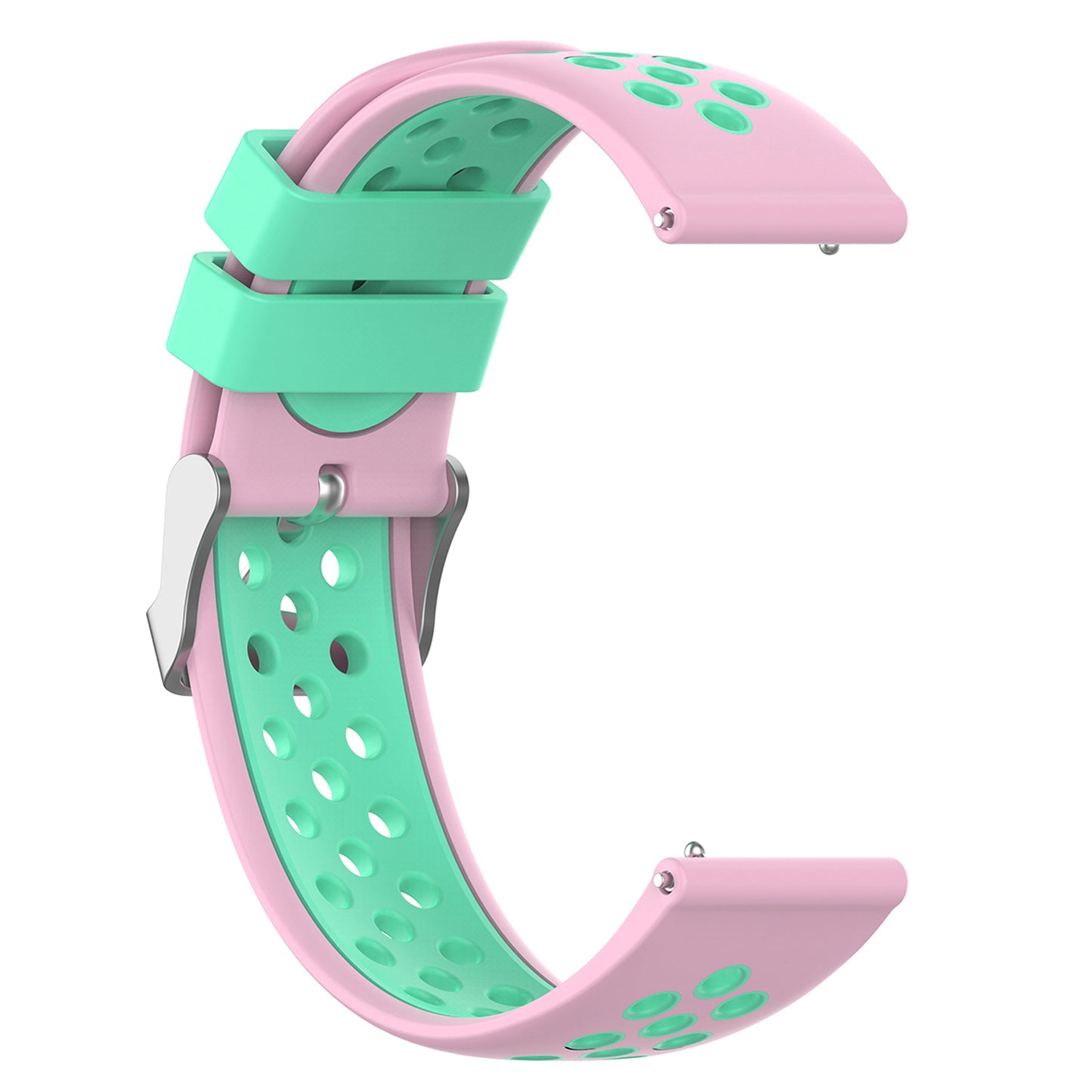 22mm Breathable Dual Color Silicone Watch Strap Wristband with Multiple Holes Design for Huawei Watch GT3 46mm/Samsung Gear S3 Frontier/Classic