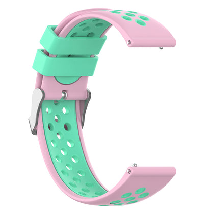 22mm Breathable Dual Color Silicone Watch Strap Wristband with Multiple Holes Design for Huawei Watch GT3 46mm/Samsung Gear S3 Frontier/Classic