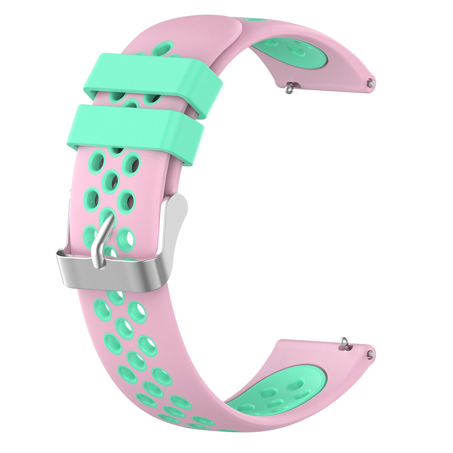 22mm Breathable Dual Color Silicone Watch Strap Wristband with Multiple Holes Design for Huawei Watch GT3 46mm/Samsung Gear S3 Frontier/Classic