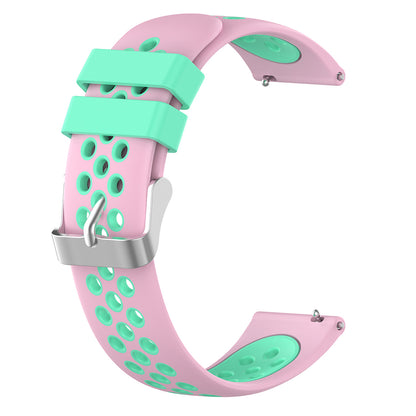 22mm Breathable Dual Color Silicone Watch Strap Wristband with Multiple Holes Design for Huawei Watch GT3 46mm/Samsung Gear S3 Frontier/Classic