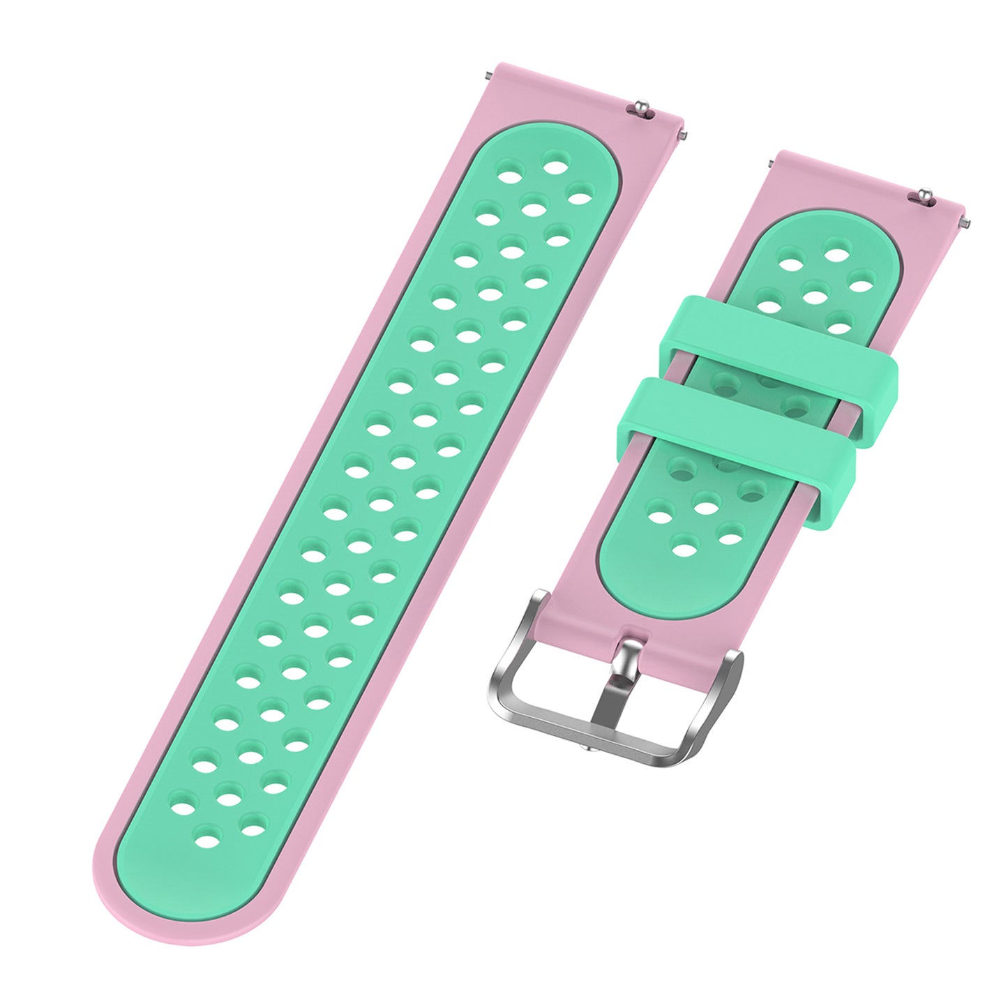 22mm Breathable Dual Color Silicone Watch Strap Wristband with Multiple Holes Design for Huawei Watch GT3 46mm/Samsung Gear S3 Frontier/Classic