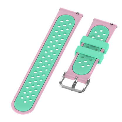22mm Breathable Dual Color Silicone Watch Strap Wristband with Multiple Holes Design for Huawei Watch GT3 46mm/Samsung Gear S3 Frontier/Classic