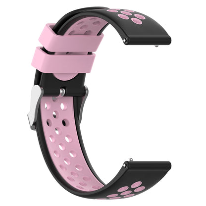 22mm Breathable Dual Color Silicone Watch Strap Wristband with Multiple Holes Design for Huawei Watch GT3 46mm/Samsung Gear S3 Frontier/Classic