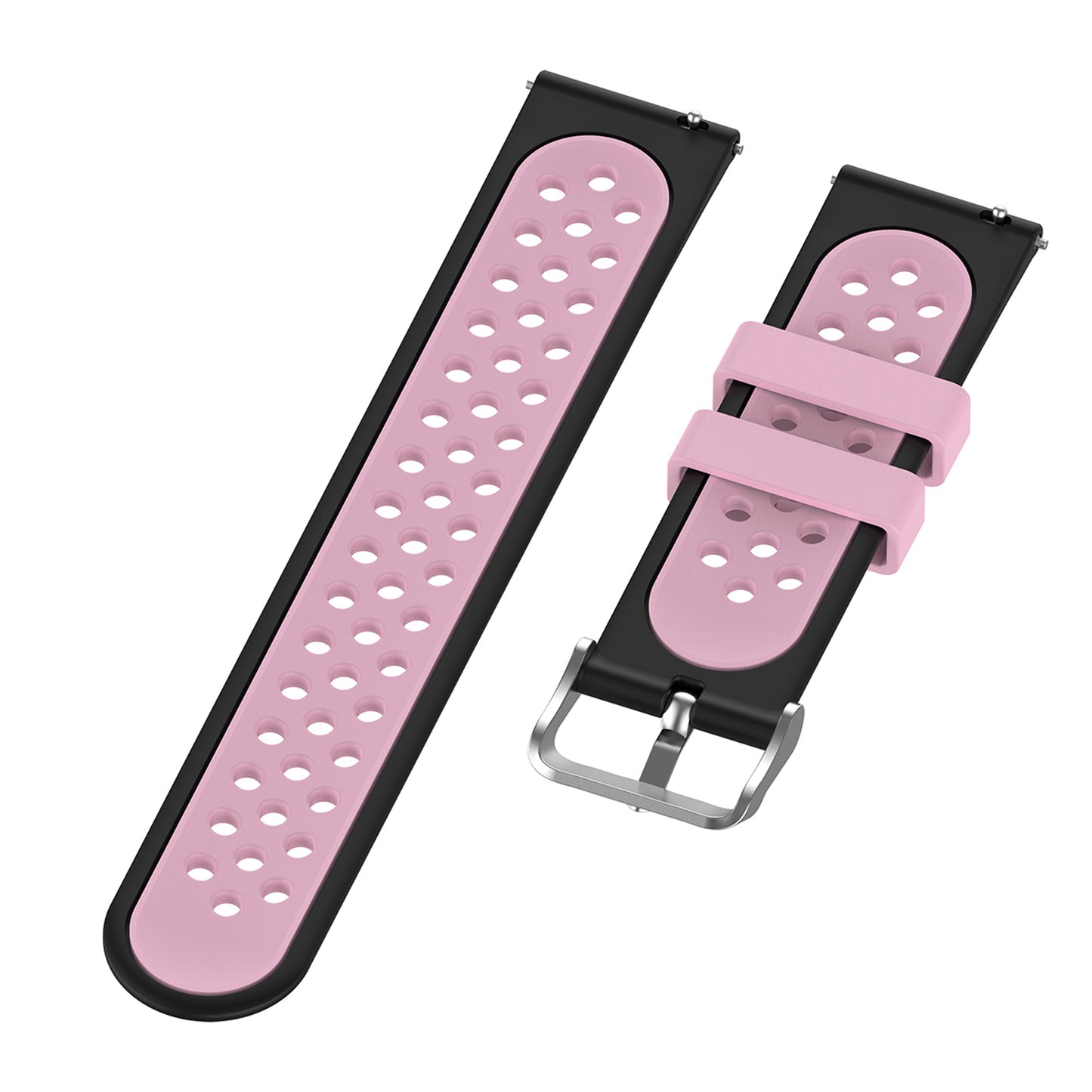 22mm Breathable Dual Color Silicone Watch Strap Wristband with Multiple Holes Design for Huawei Watch GT3 46mm/Samsung Gear S3 Frontier/Classic