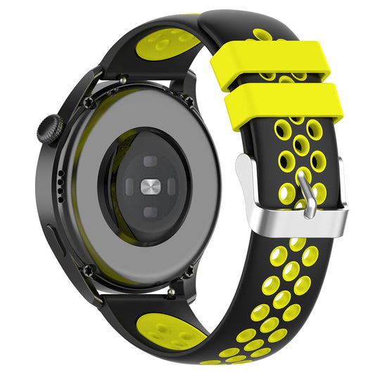 22mm Breathable Dual Color Silicone Watch Strap Wristband with Multiple Holes Design for Huawei Watch GT3 46mm/Samsung Gear S3 Frontier/Classic