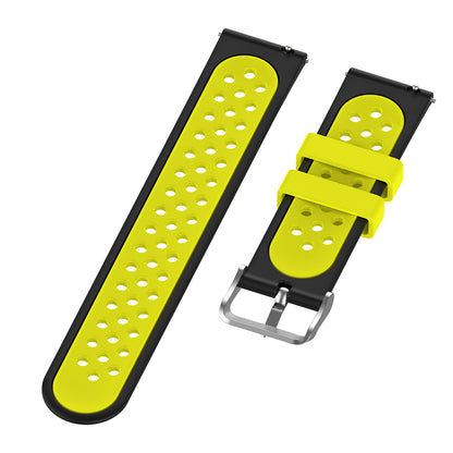 22mm Breathable Dual Color Silicone Watch Strap Wristband with Multiple Holes Design for Huawei Watch GT3 46mm/Samsung Gear S3 Frontier/Classic